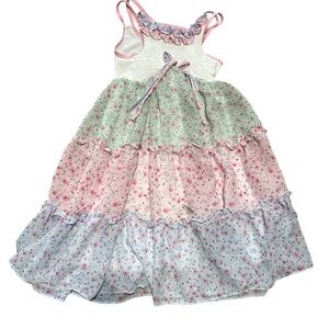 Jona Michelle Pastel Floral Tiered Sundress in Pink, Mint & Light Blue